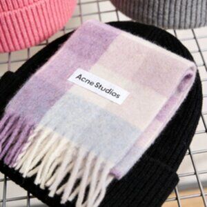 Acne Purple and White Checkered Scarf